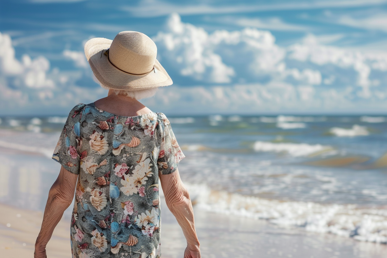 Image gratuite Femme âgée ramassant des coquillages à la plage 3