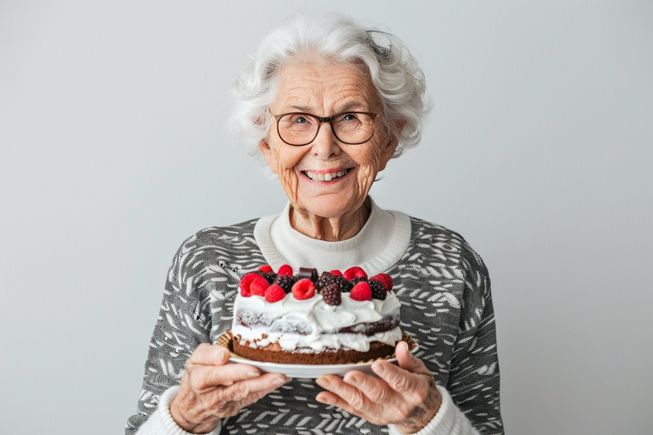 Image gratuite Femme âgée souriante avec un gâteau 4