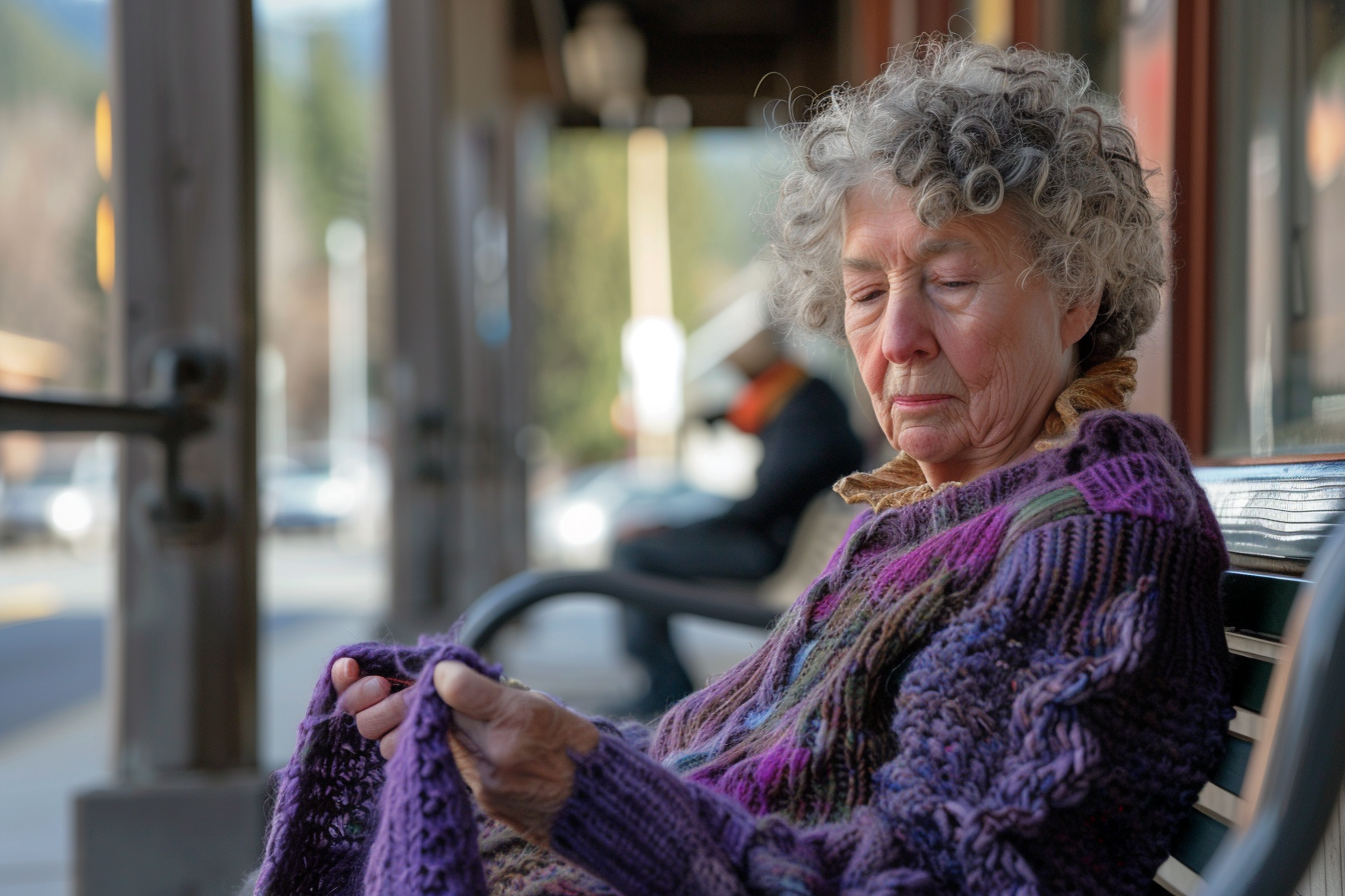 Image gratuite Femme âgée tricotant à la gare 2