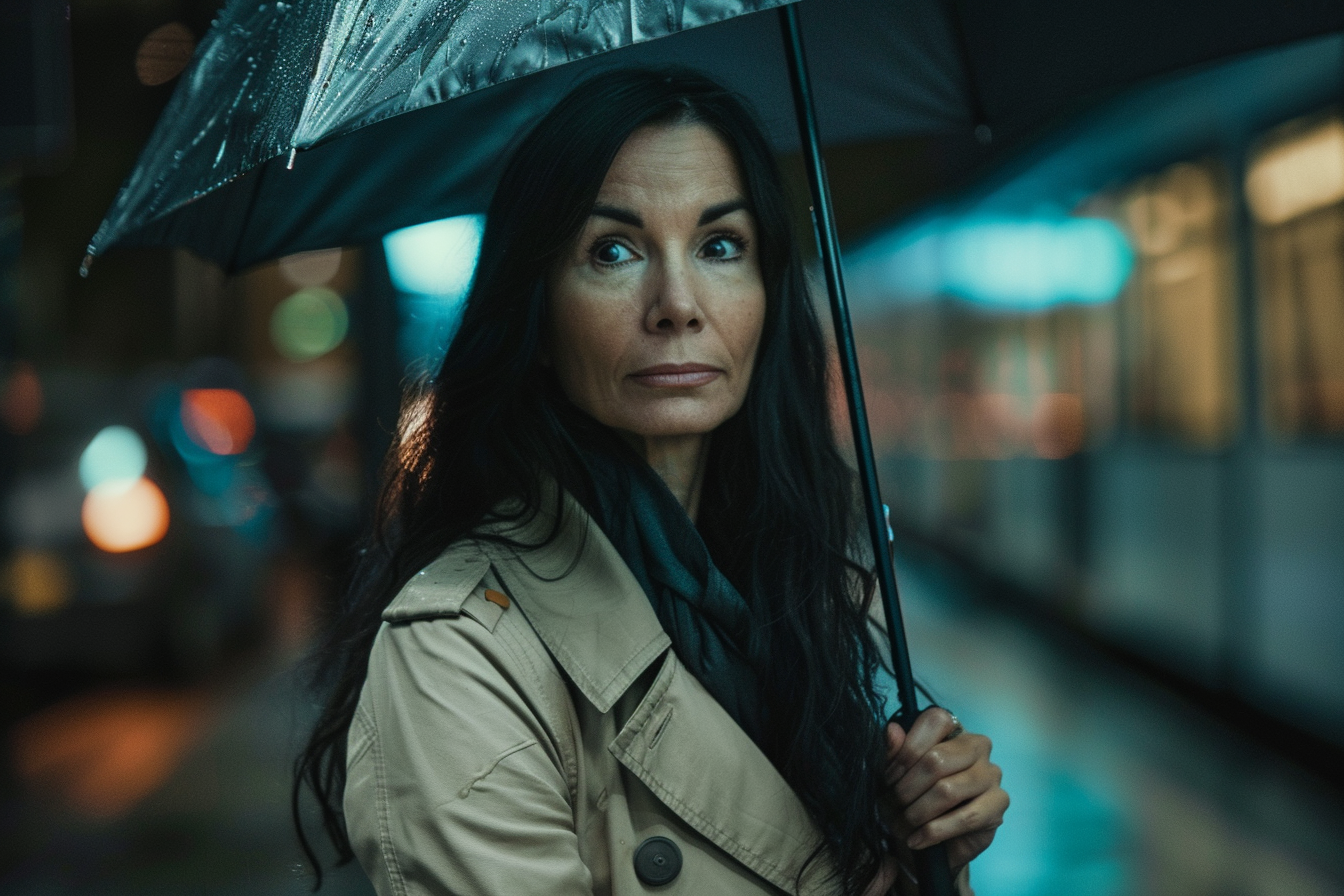 Image gratuite Femme attendant sous la pluie à la gare 3
