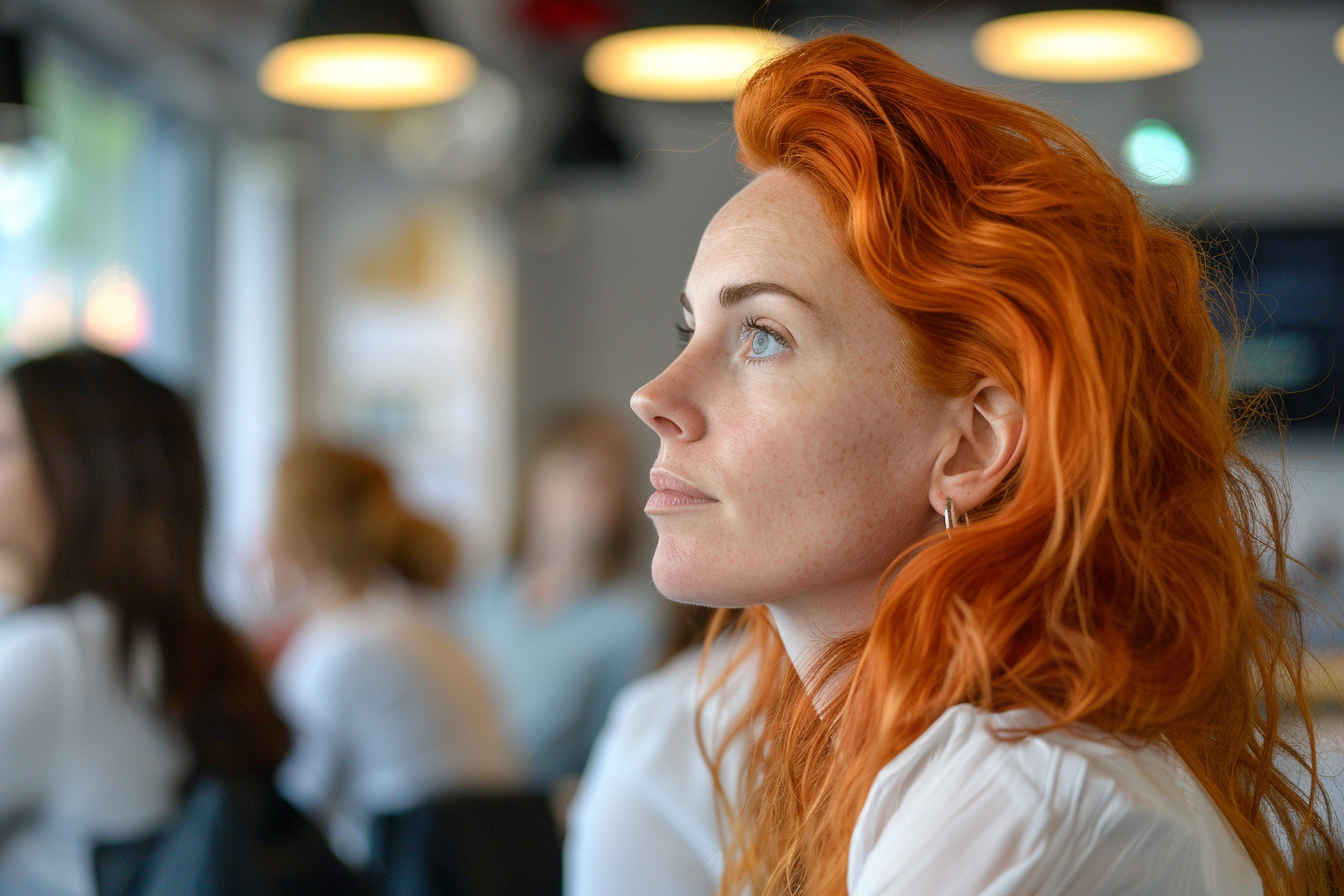 Image gratuite Femme attentive en réunion au bureau 1