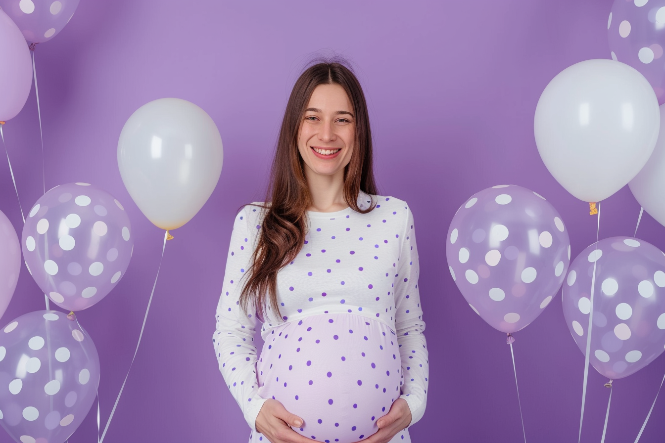 Image gratuite Femme avec décorations baby shower 1