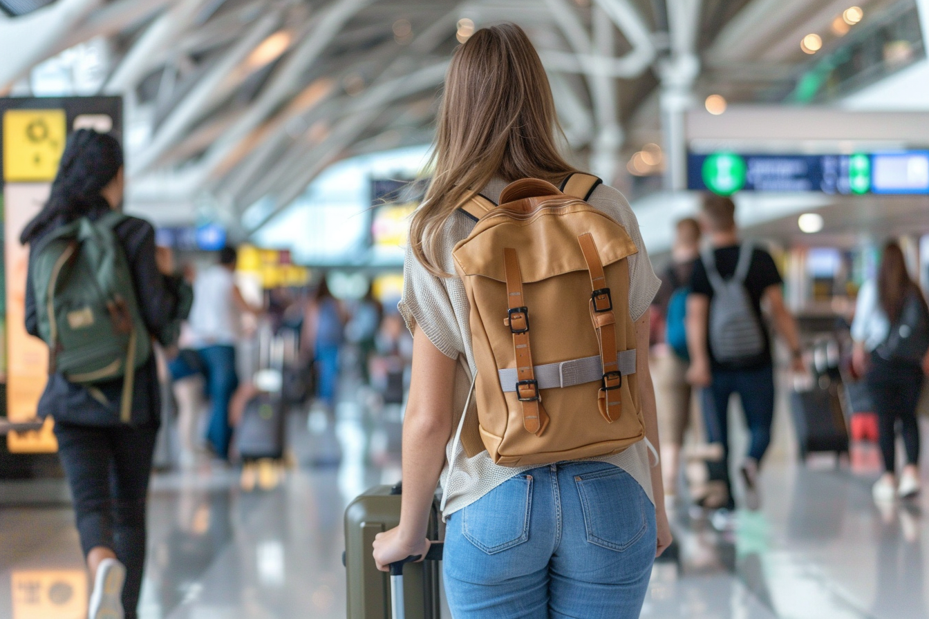 Image gratuite Femme avec valise dans terminal d&rsquo;aéroport animé 2