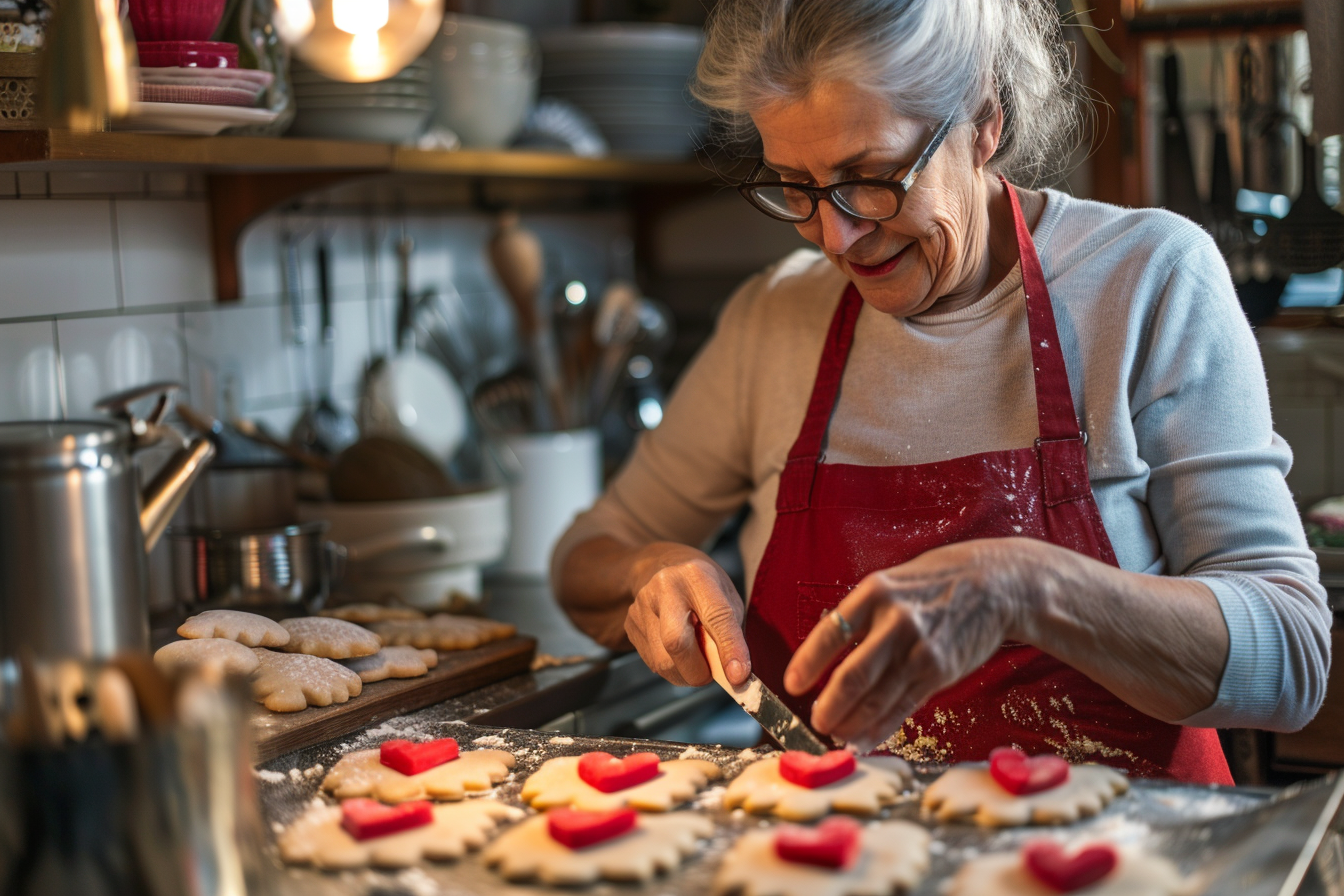 Image gratuite Femme, biscuits cœur, cuisine, Saint-Valentin 1