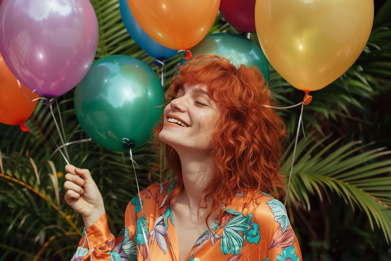 Image gratuite Femme célébrant avec des ballons 1