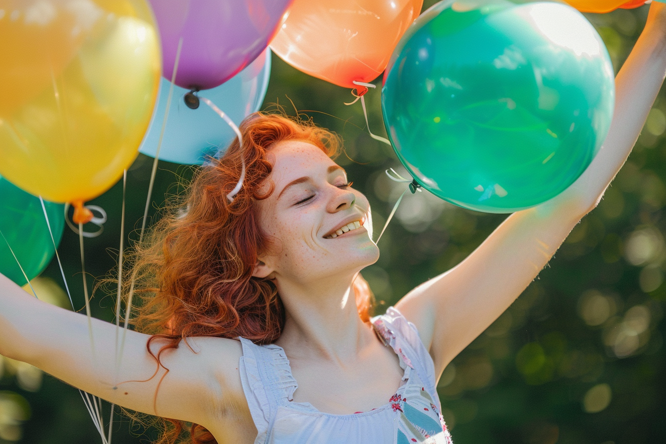 Image gratuite Femme célébrant avec des ballons 5