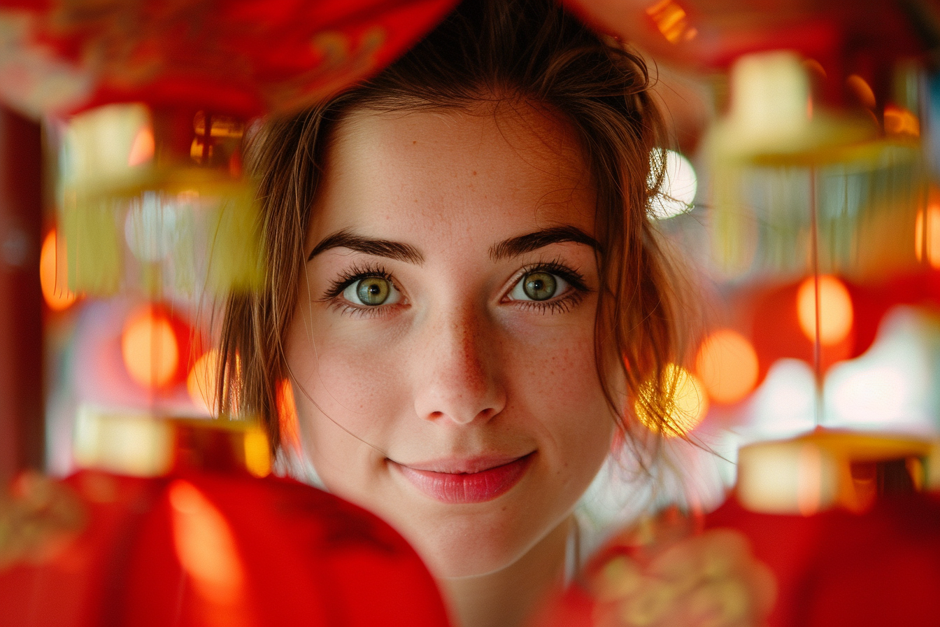 Image gratuite Femme cheveux bruns yeux verts fête Nouvel An chinois 4