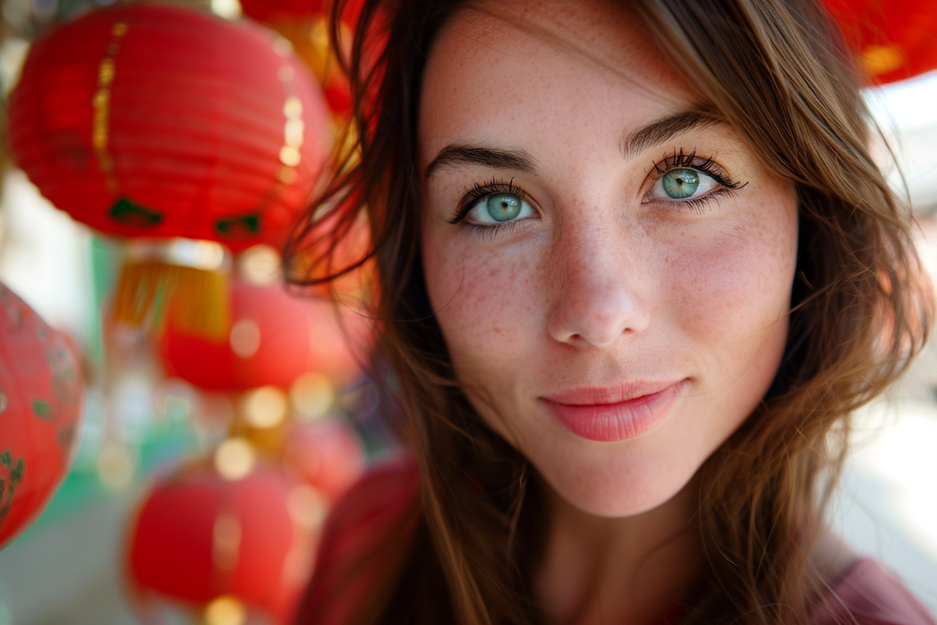 Image gratuite Femme cheveux bruns yeux verts fête Nouvel An chinois 5
