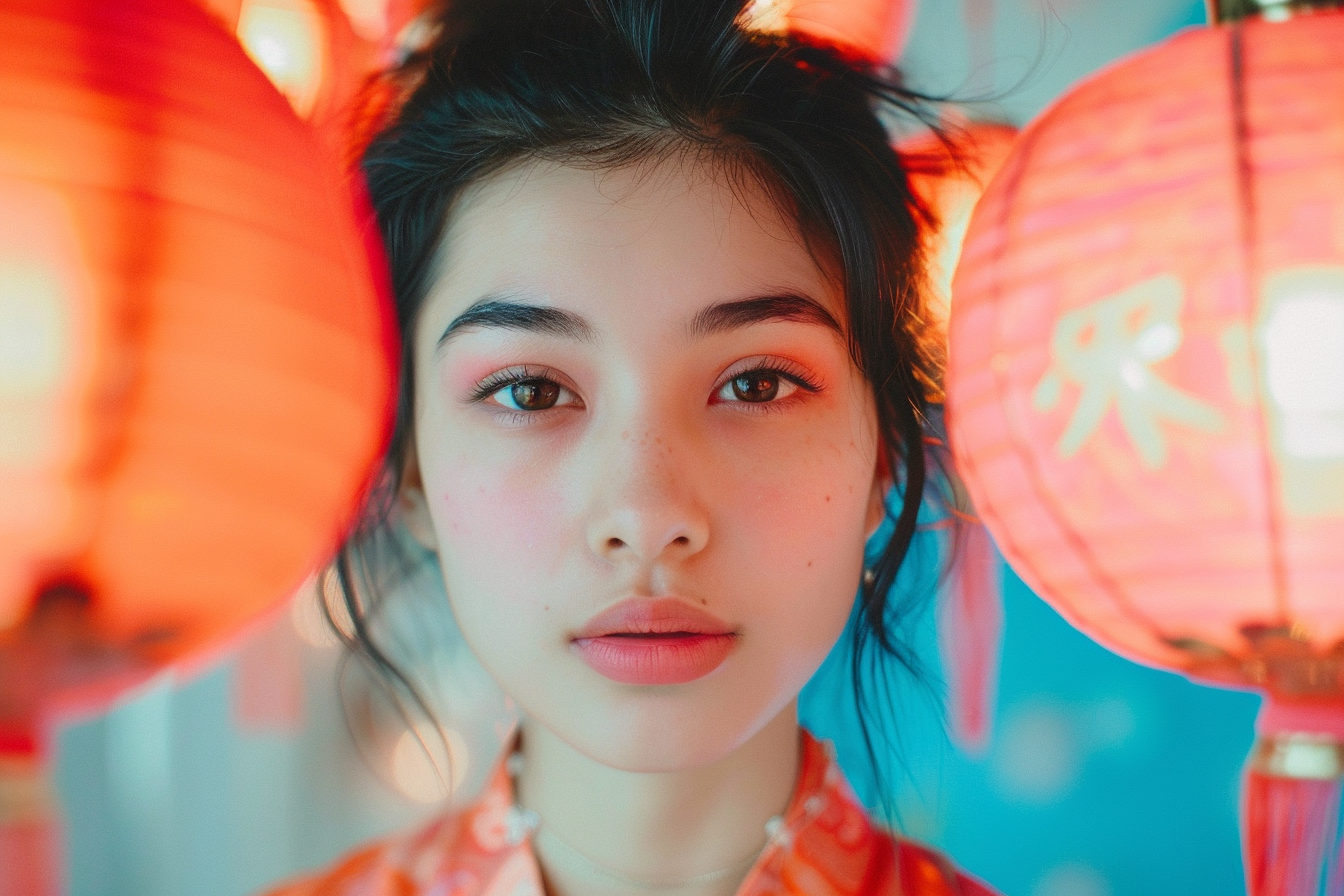 Image gratuite Femme cheveux noirs yeux noirs fête Nouvel An chinois 1