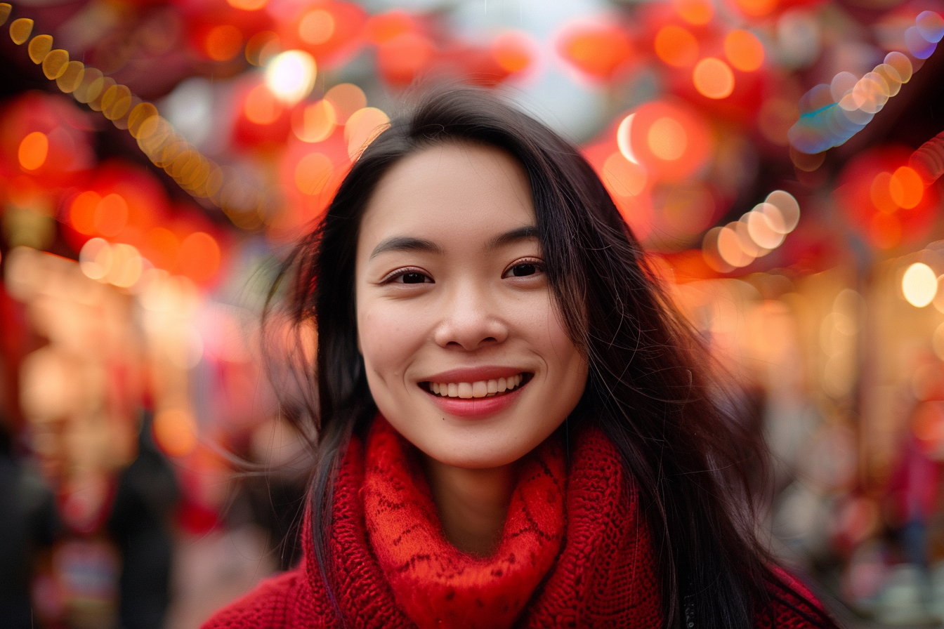 Image gratuite Femme cheveux noirs yeux noirs fête Nouvel An chinois 11