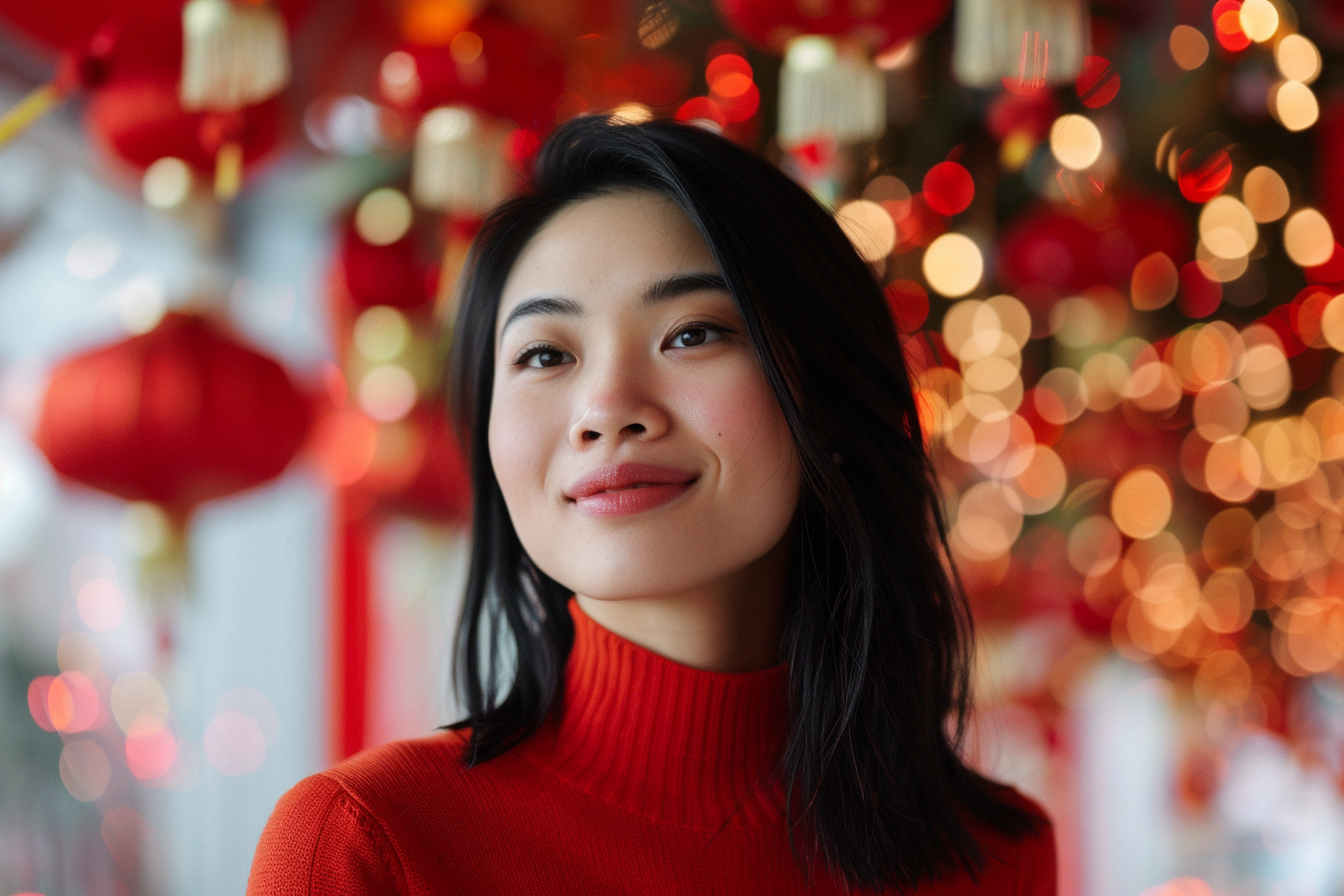 Image gratuite Femme cheveux noirs yeux noirs fête Nouvel An chinois 2
