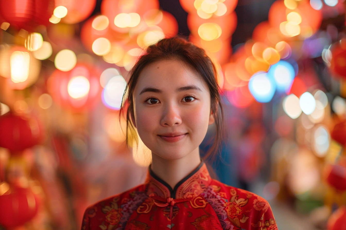 Image gratuite Femme cheveux noirs yeux noirs fête Nouvel An chinois 4