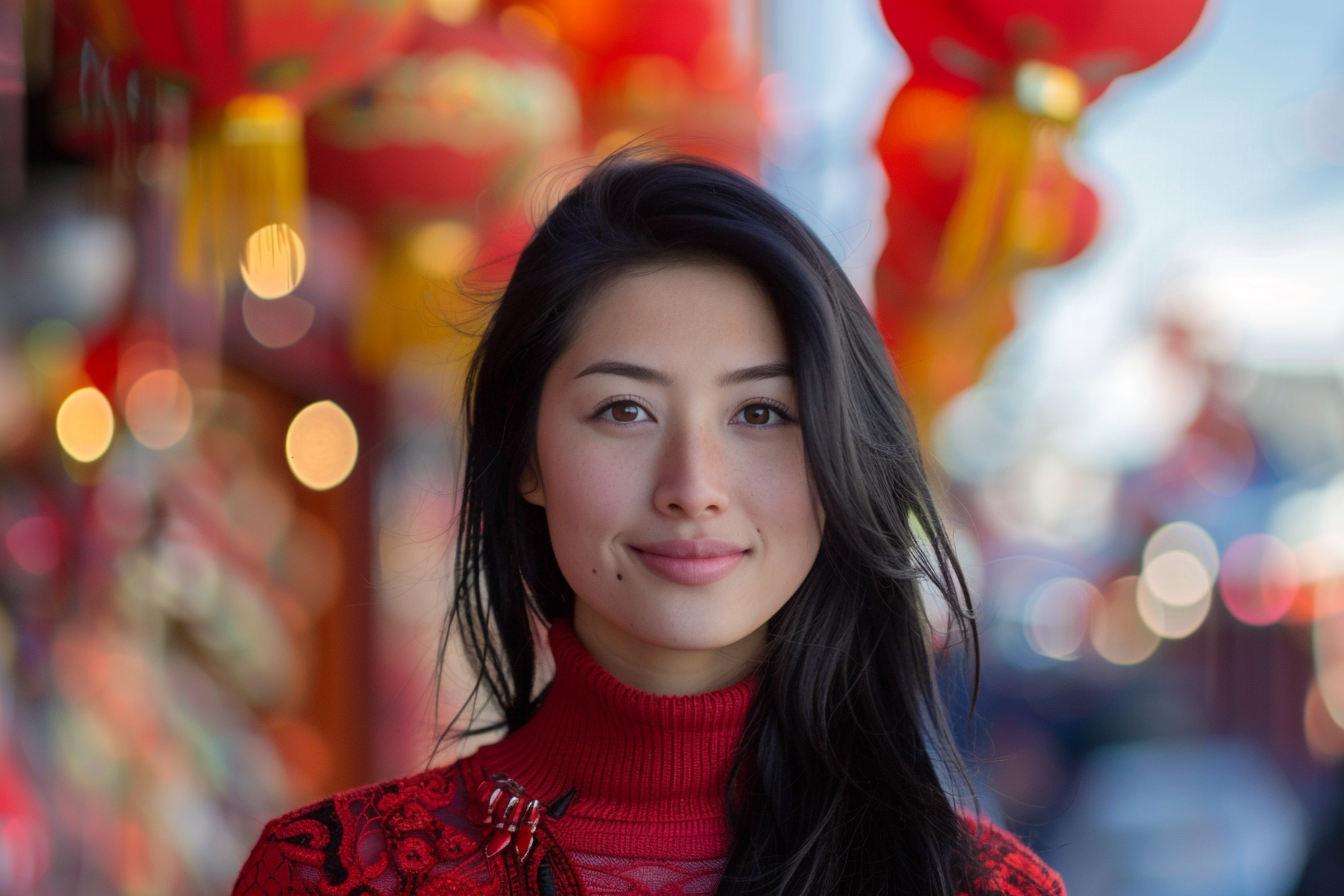 Image gratuite Femme cheveux noirs yeux noirs fête Nouvel An chinois 5