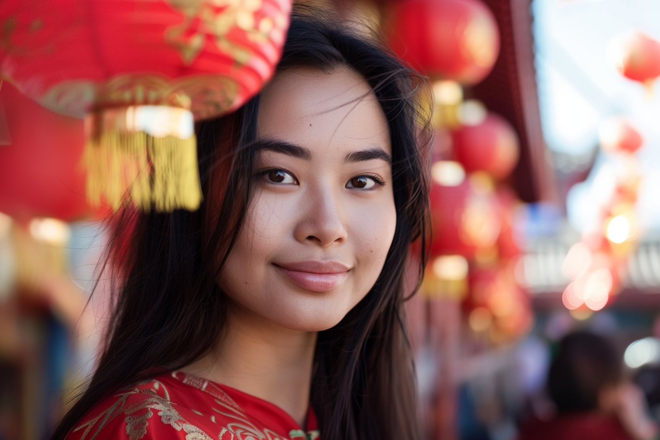 Image gratuite Femme cheveux noirs yeux noirs fête Nouvel An chinois 9