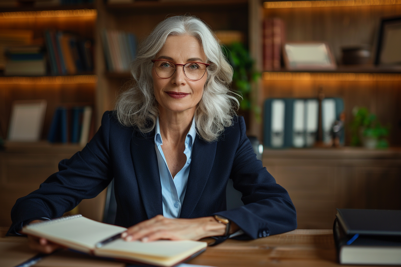 Image gratuite Femme d&rsquo;affaires européenne avec cheveux argentés 1