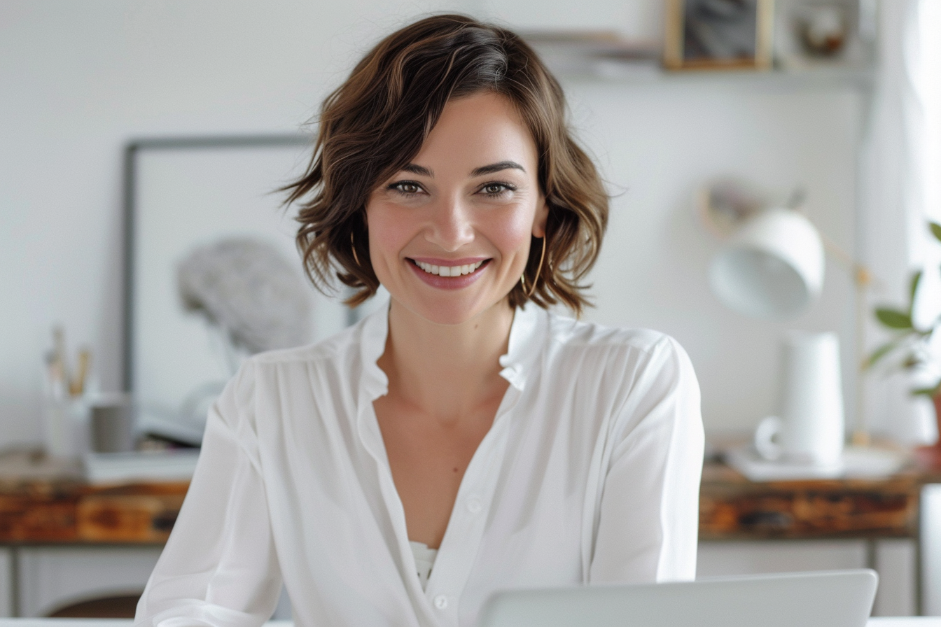 Image gratuite Femme d&rsquo;affaires européenne brune souriante 4