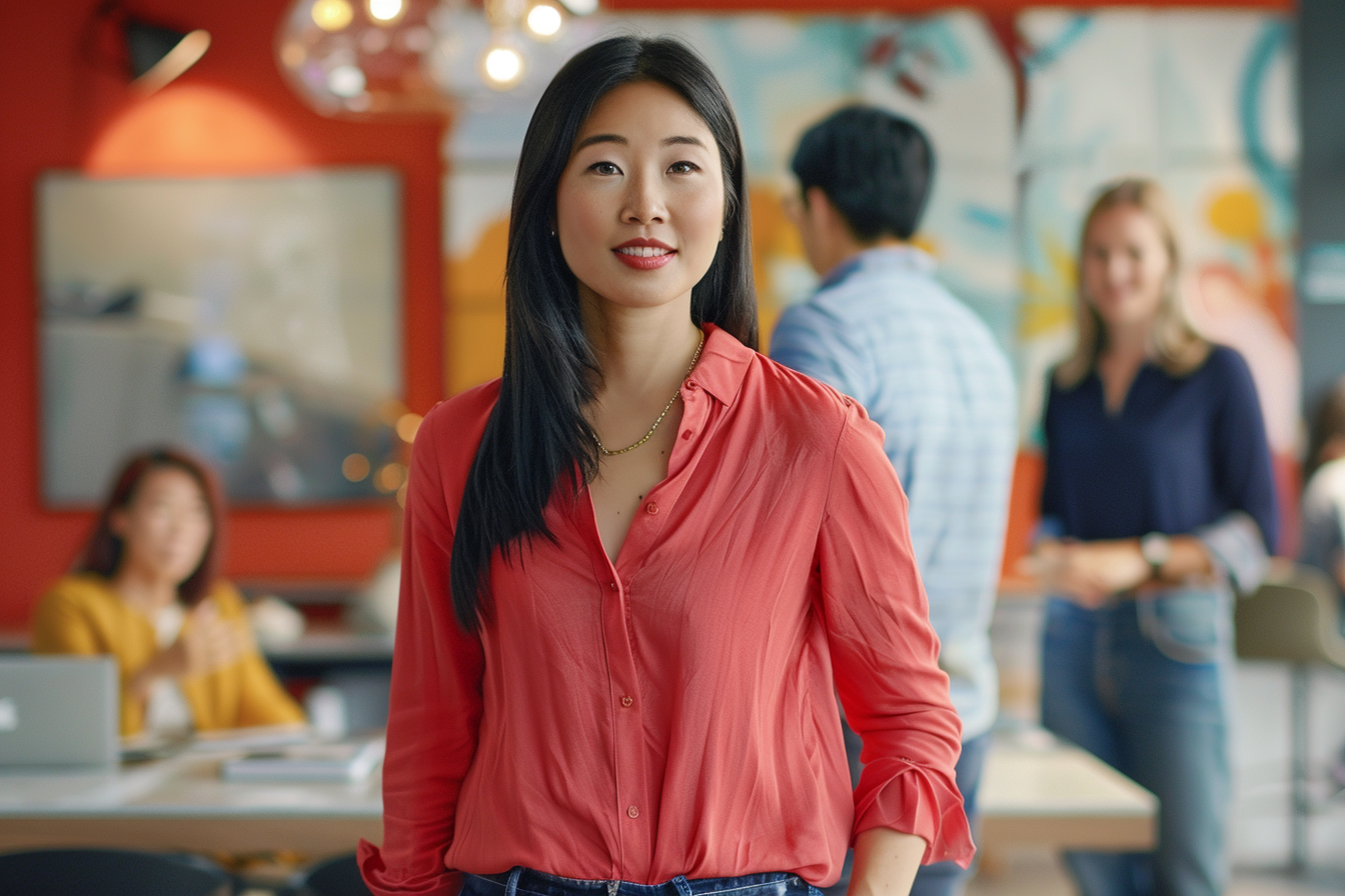 Image gratuite Femme discutant en équipe au bureau moderne 1