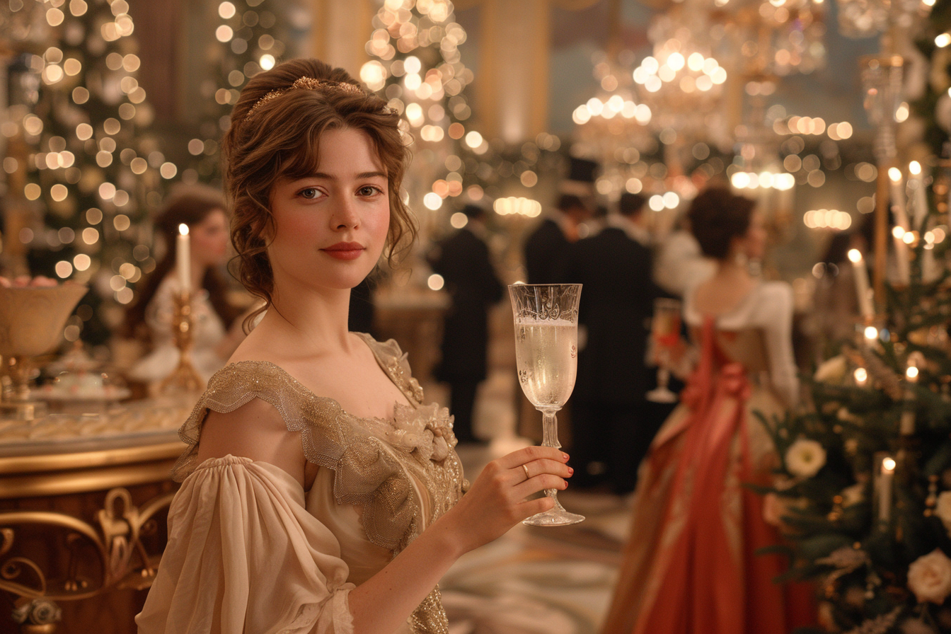 Image gratuite Femme élégante, champagne, salle bal décorée, Nouvel An 4