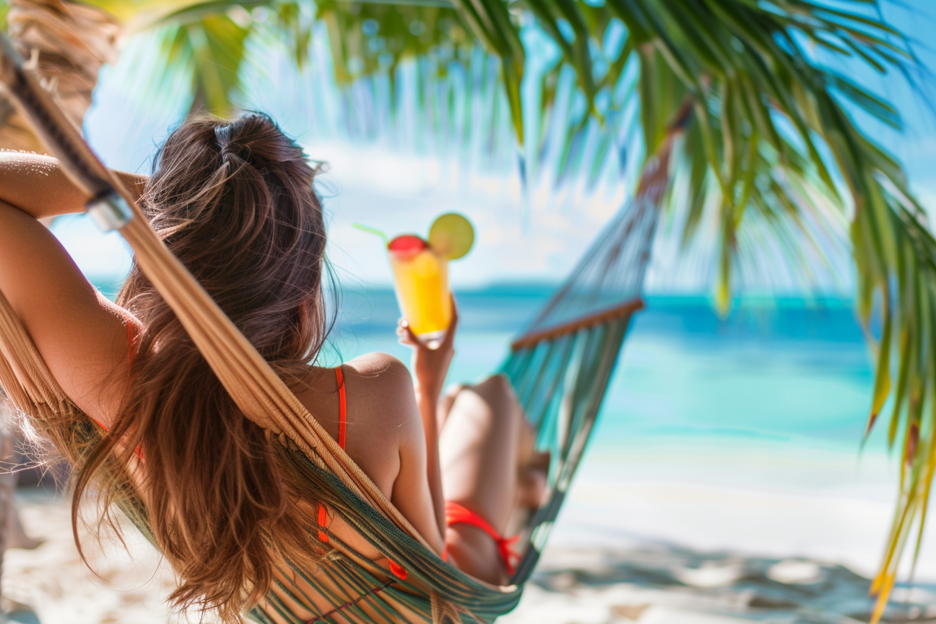 Image gratuite Femme en bikini sur un hamac à la plage 3