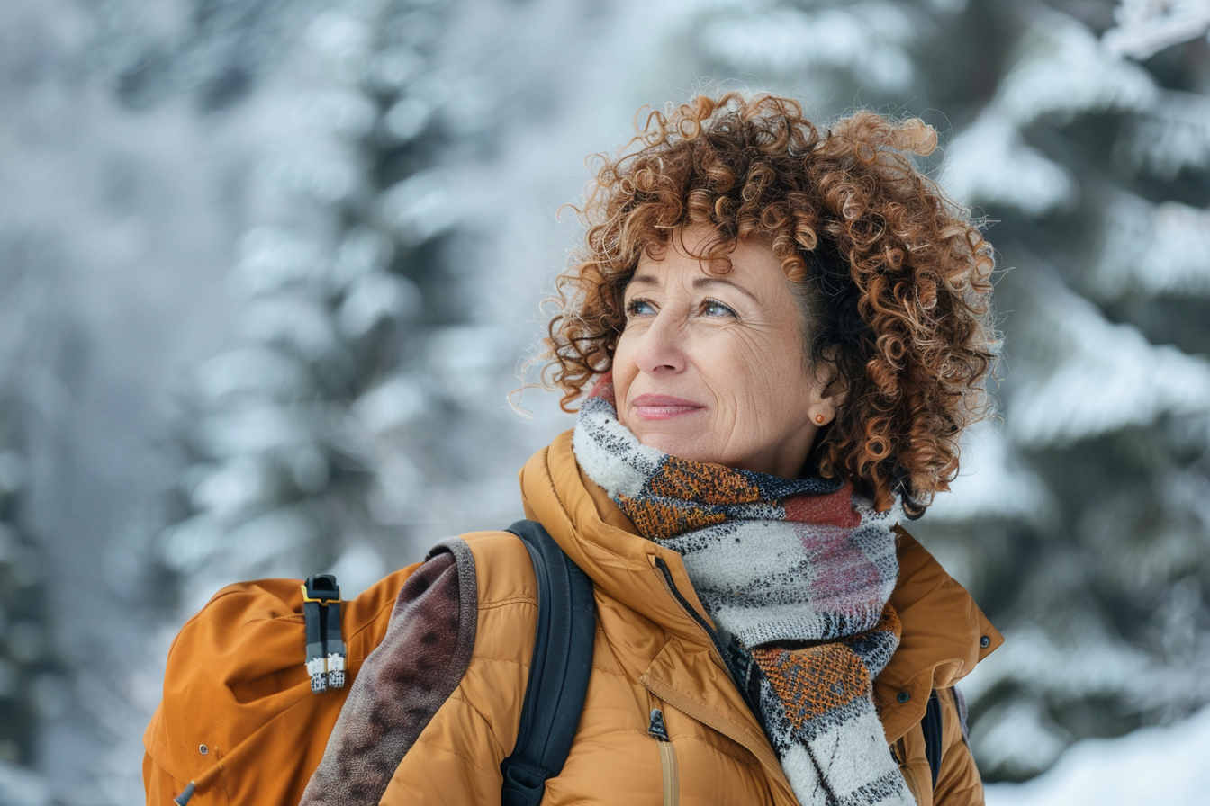 Image gratuite Femme en promenade dans les montagnes enneigées 3