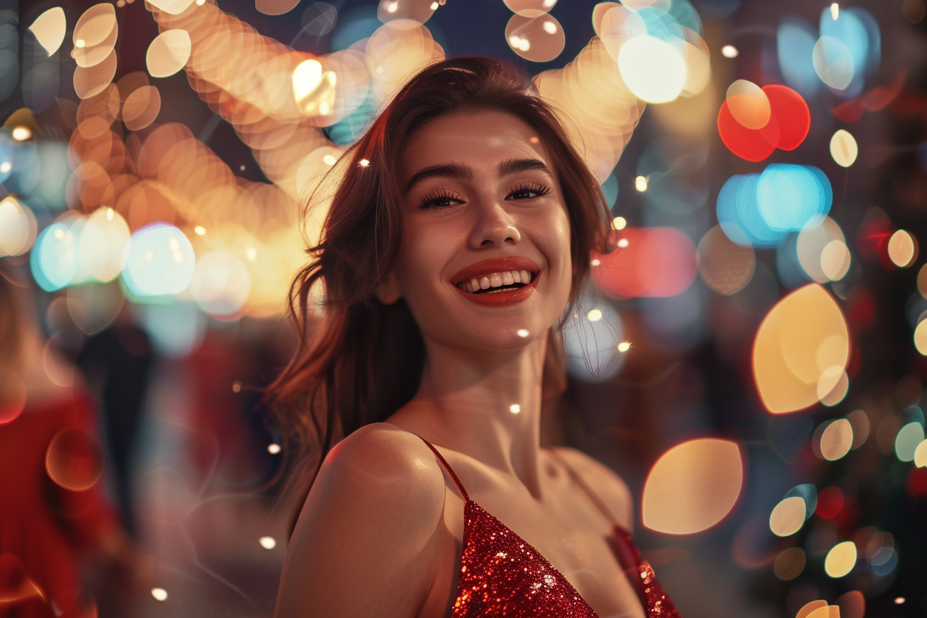 Image gratuite Femme en robe de soirée souriante à la fête 1