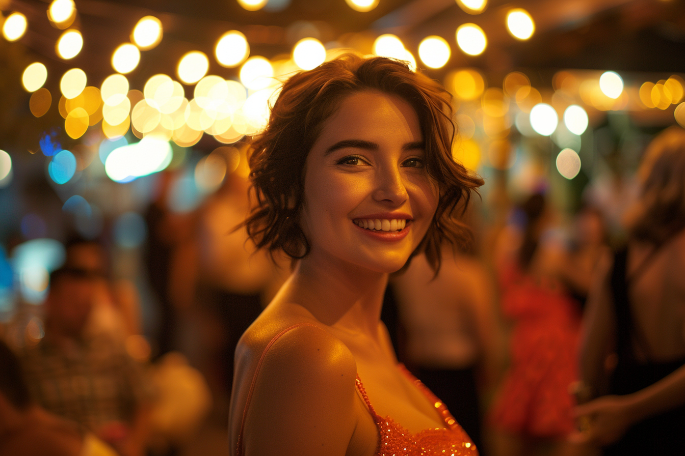 Image gratuite Femme en robe de soirée souriante à la fête 2