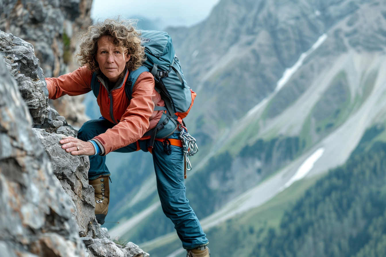 Image gratuite Femme escaladant une paroi rocheuse de montagne 2