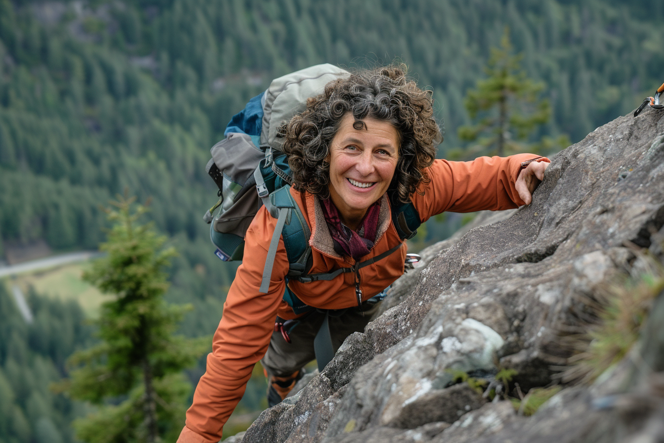 Image gratuite Femme escaladant une paroi rocheuse de montagne 3