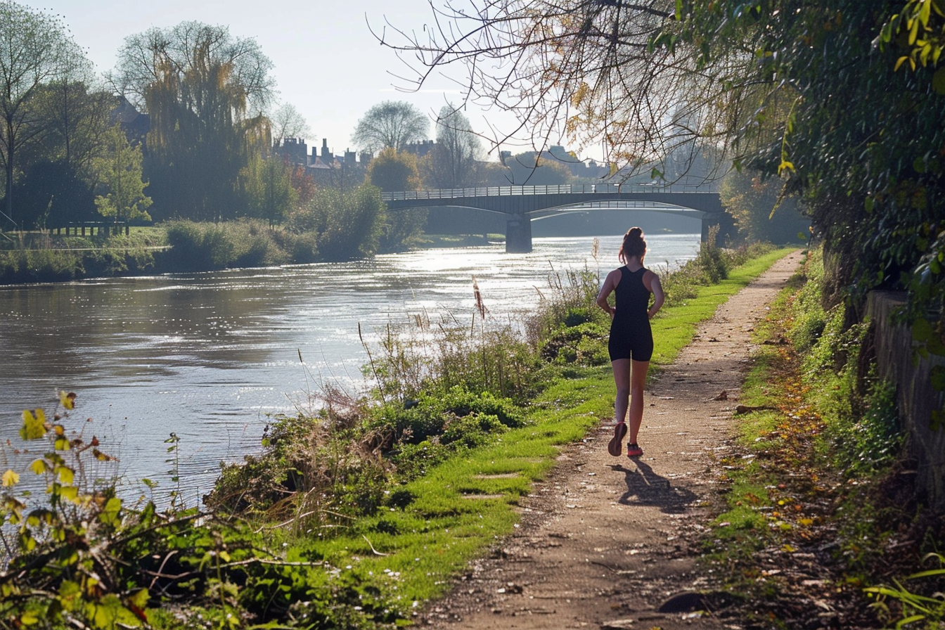 Image gratuite Femme jogging chemin rivière 2