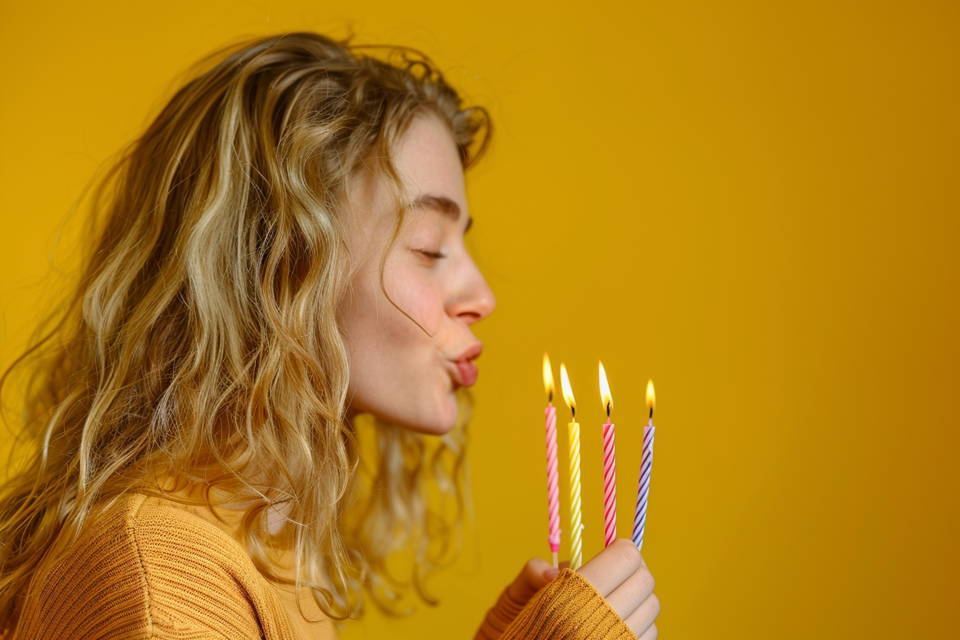 Image gratuite Femme joyeuse soufflant des bougies d&rsquo;anniversaire 3
