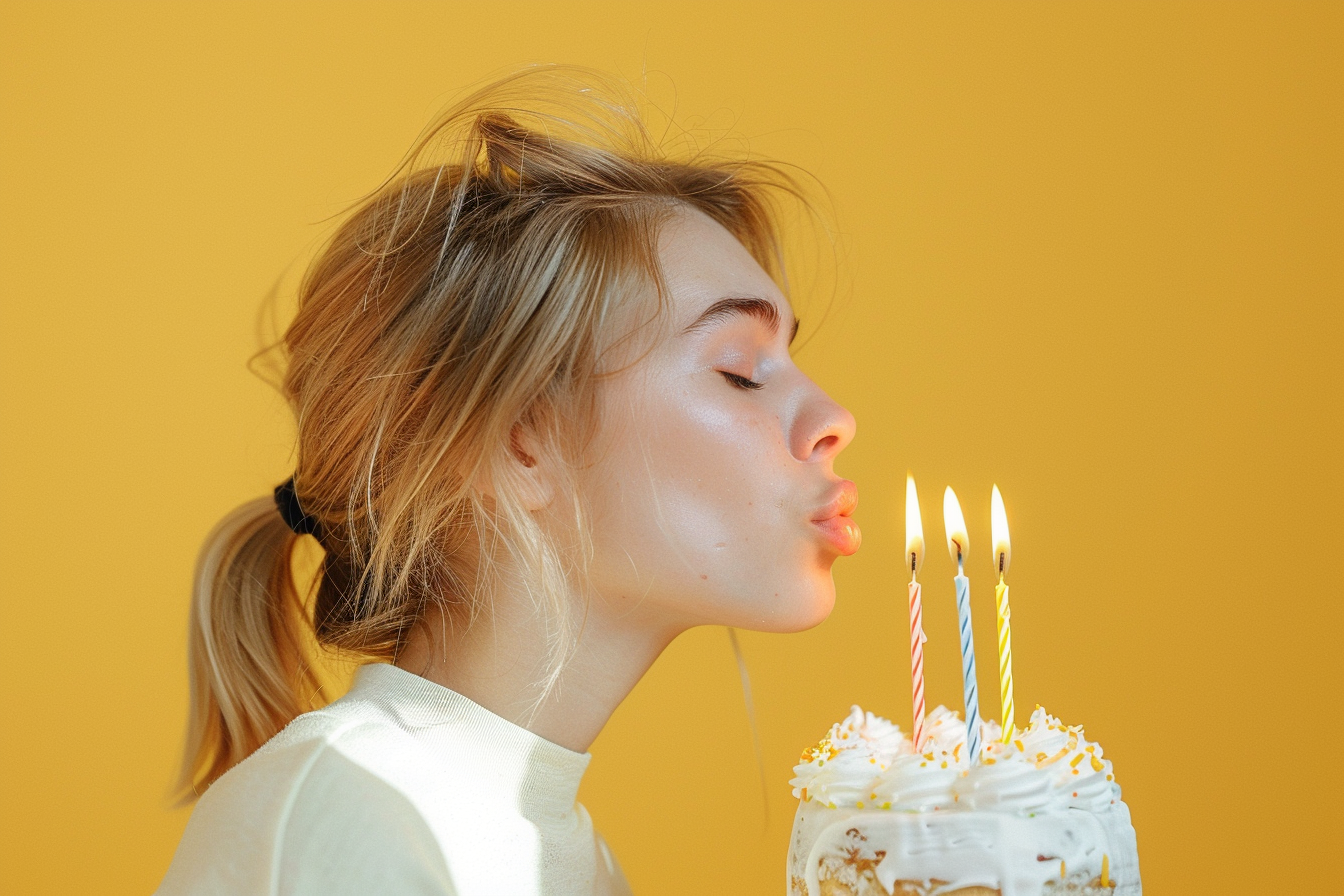 Image gratuite Femme joyeuse soufflant des bougies d&rsquo;anniversaire 4