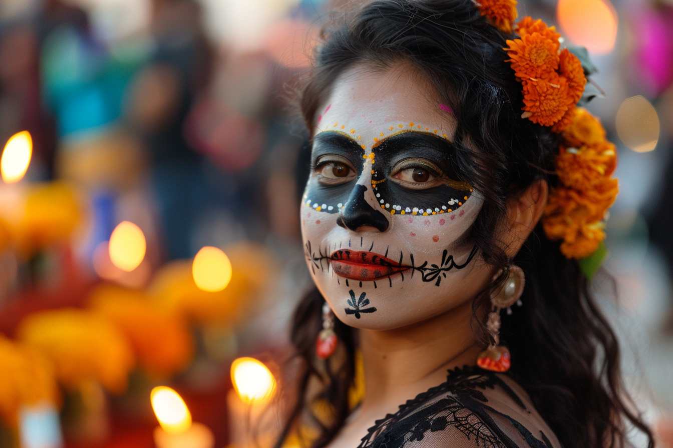 Image gratuite Femme latine commémorant Jour des Morts cheveux noirs 1