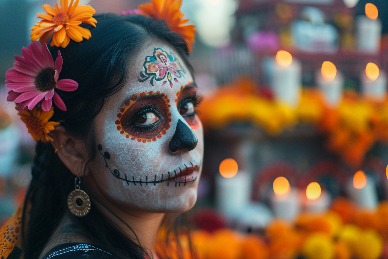 Image gratuite Femme latine commémorant Jour des Morts cheveux noirs 3