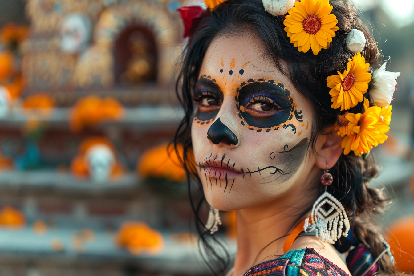 Image gratuite Femme latine commémorant Jour des Morts cheveux noirs 4