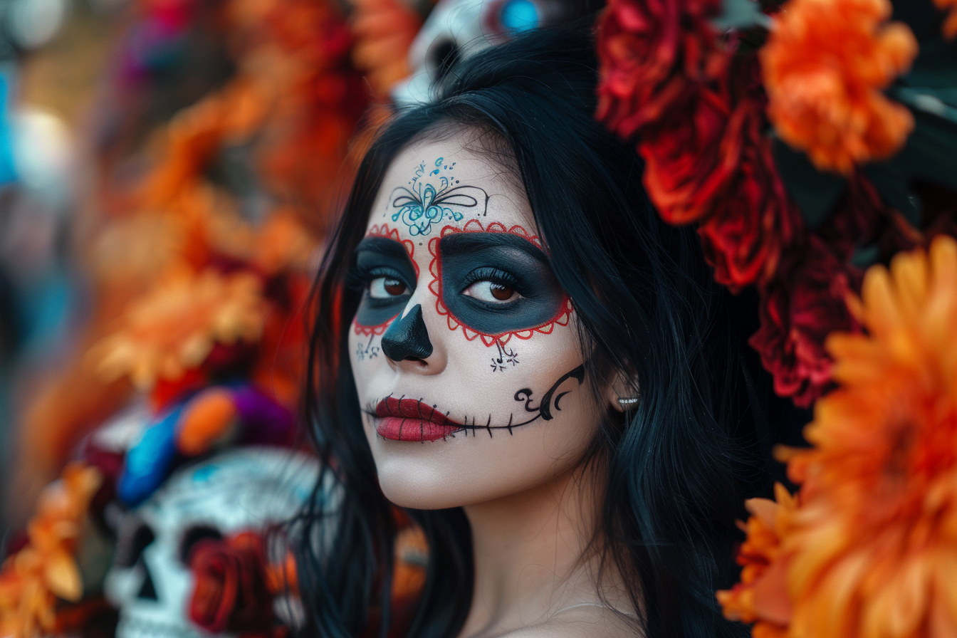 Image gratuite Femme latine commémorant Jour des Morts cheveux noirs 5