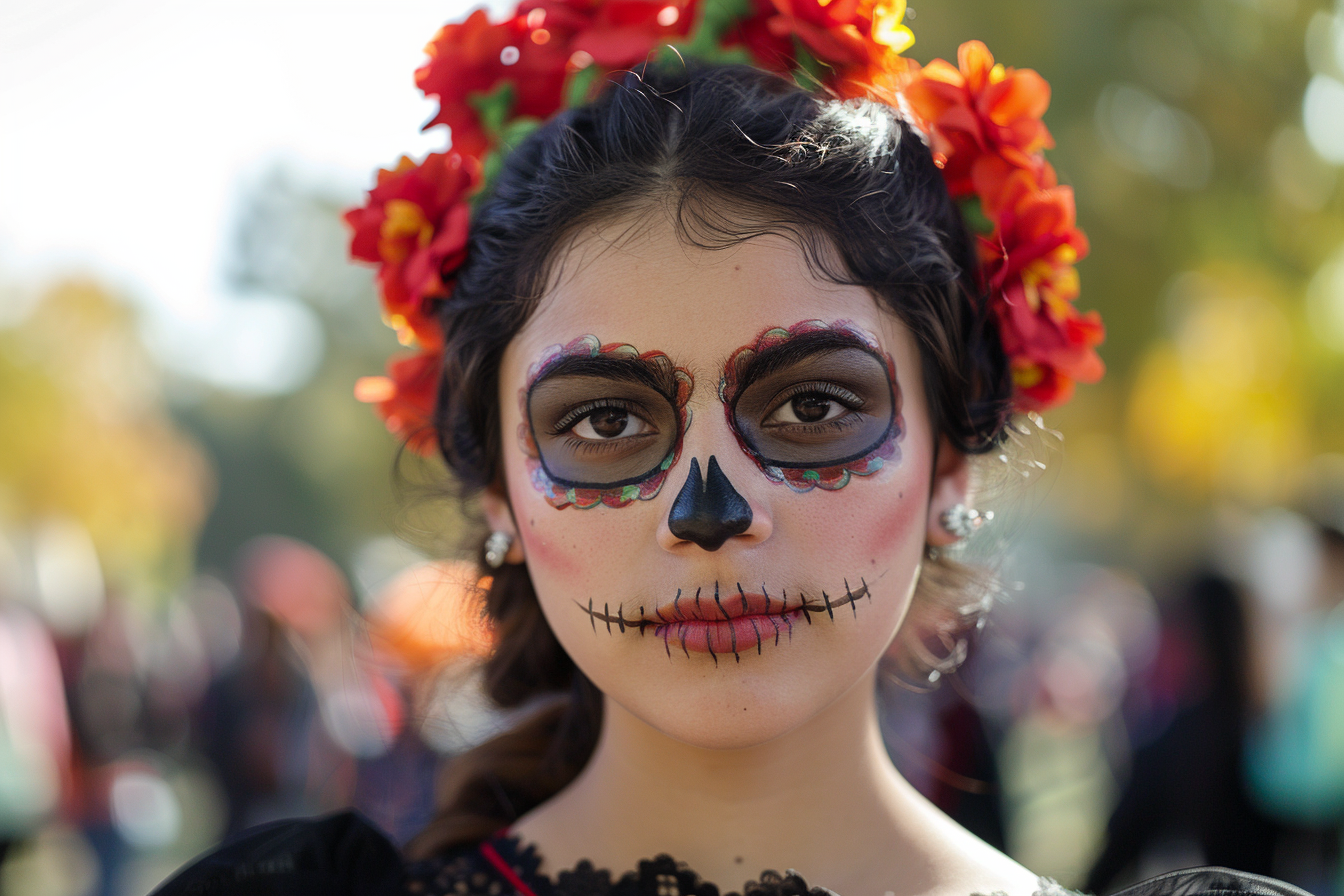 Image gratuite Femme latine commémorant Jour des Morts cheveux noirs 6