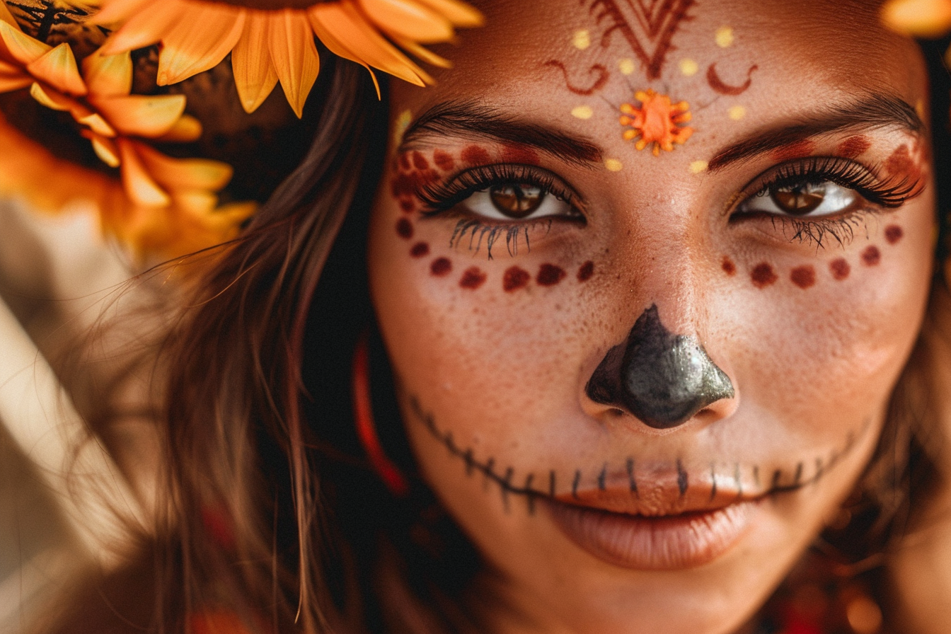 Image gratuite Femme latine Jour des Morts cheveux bruns yeux bruns 2