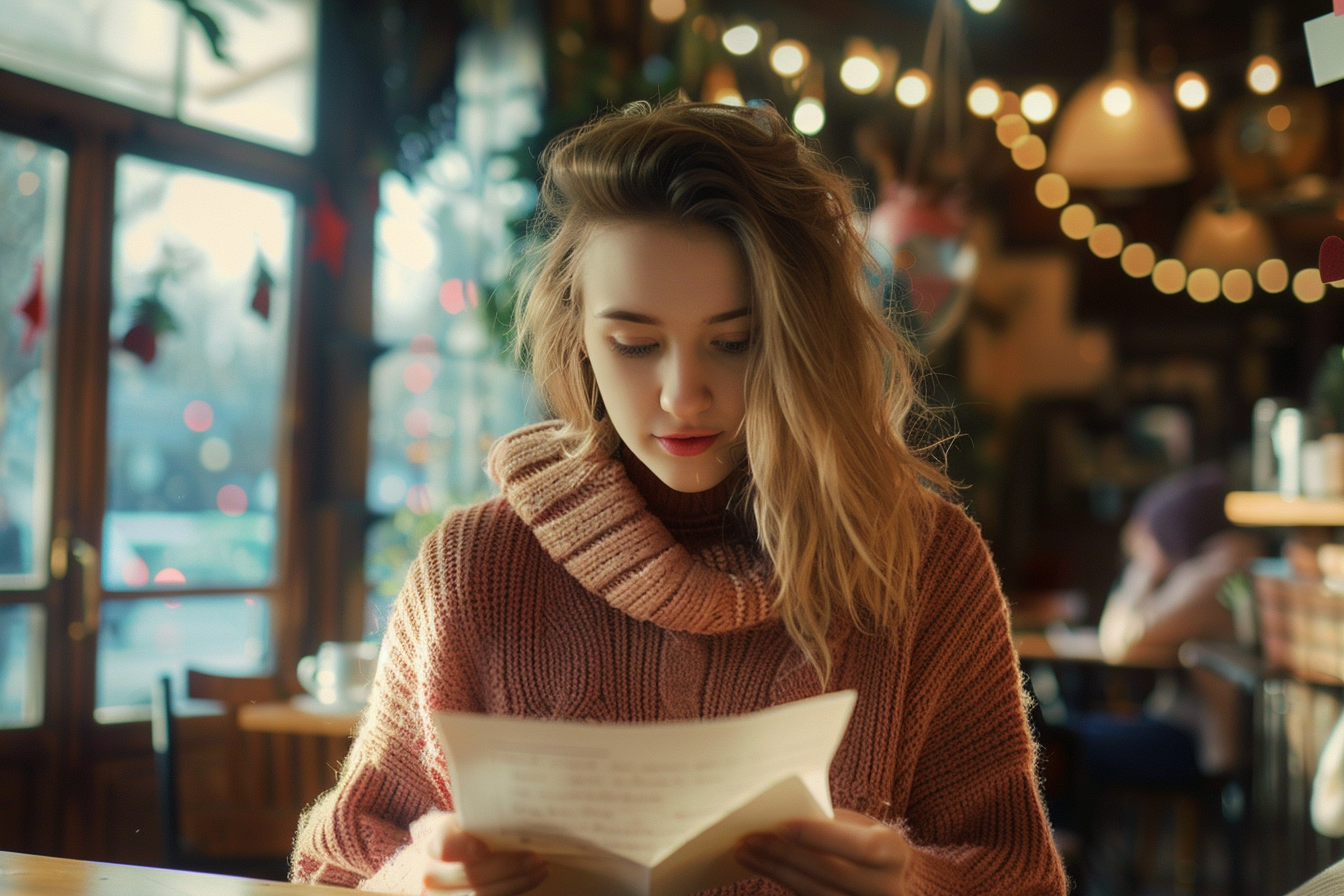 Image gratuite Femme, lettre amour, café chaleureux 1