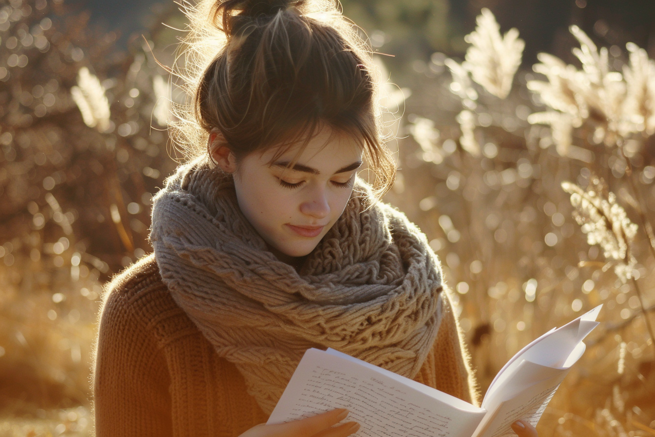 Image gratuite Femme, lettre amour, prairie ensoleillée, Saint-Valentin 1