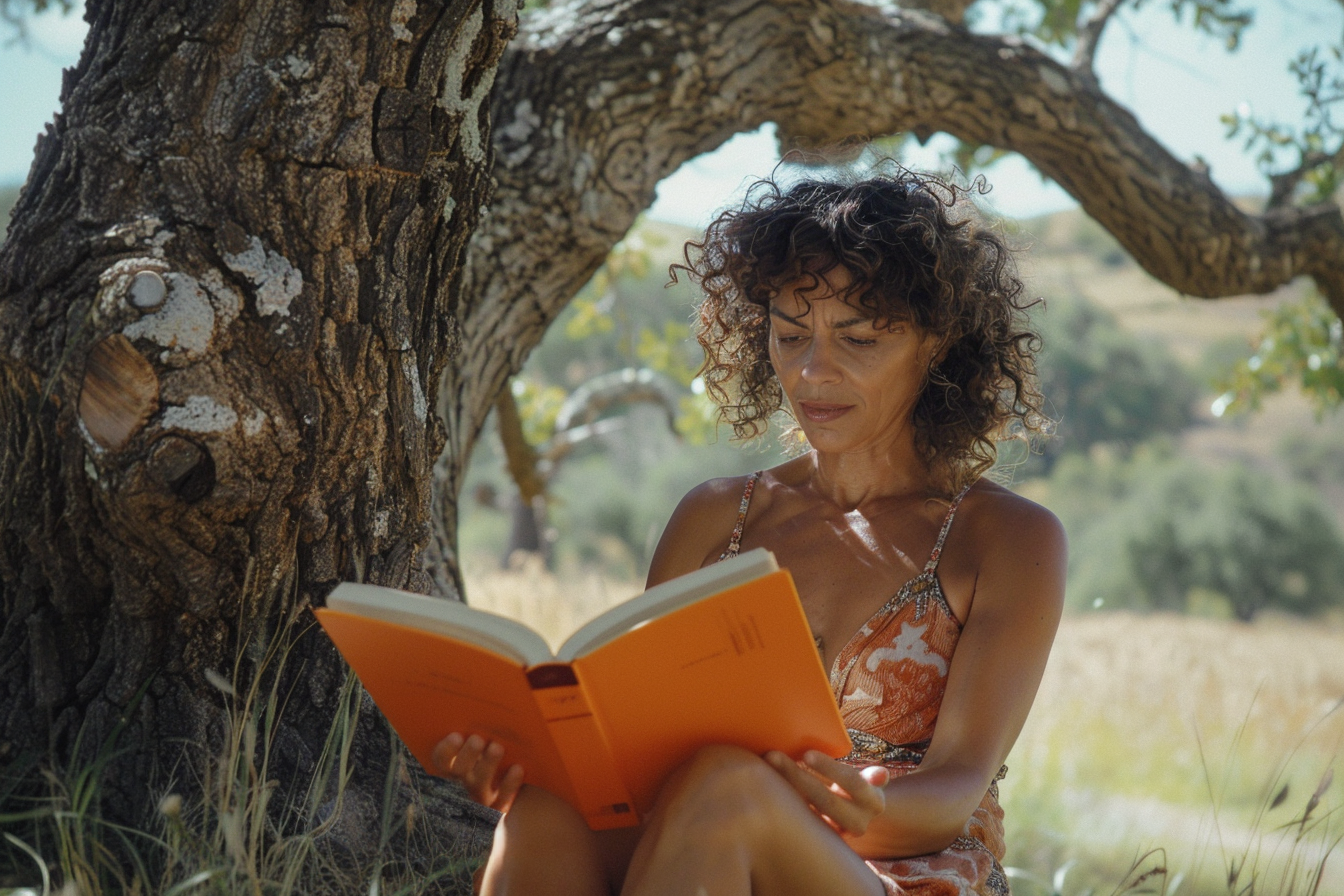 Image gratuite Femme lisant sous un arbre à la campagne 4