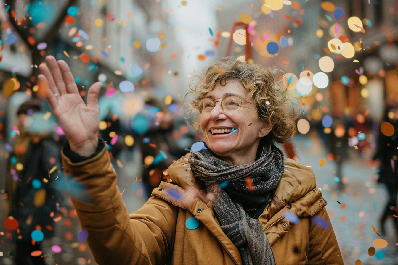 Image gratuite Femme, pétard fête, célébration rue, confettis, Nouvel An 1