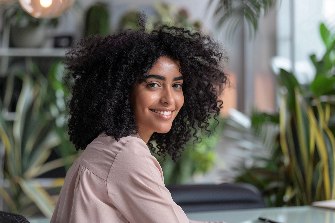 Image gratuite Femme souriante au bureau créatif 1