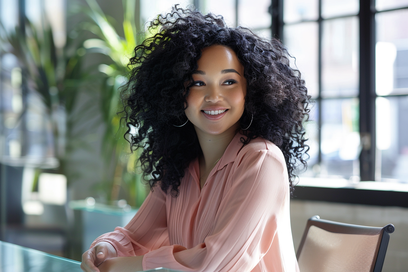 Image gratuite Femme souriante au bureau créatif 2