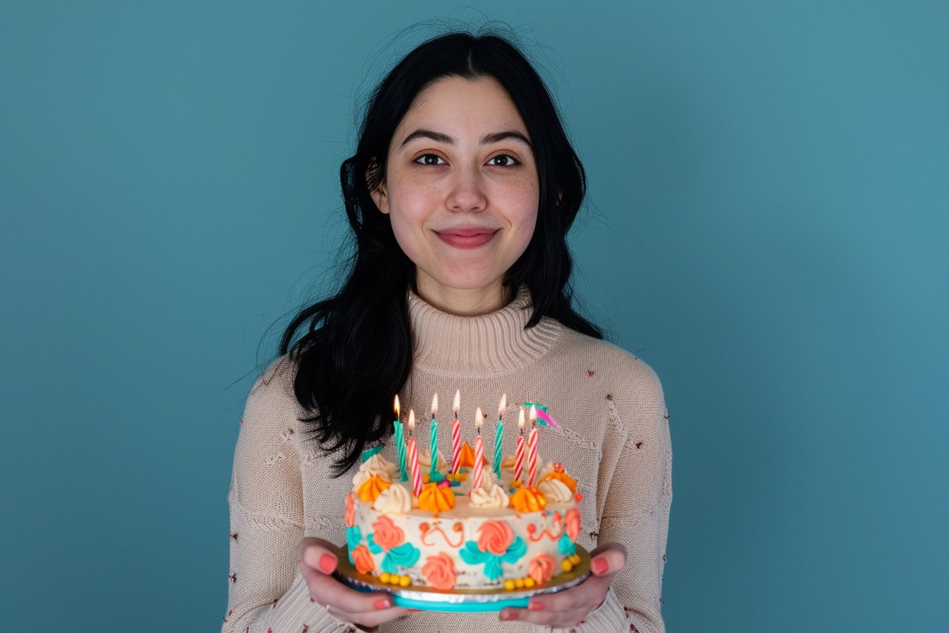 Image gratuite Femme tenant un gâteau d&rsquo;anniversaire 1