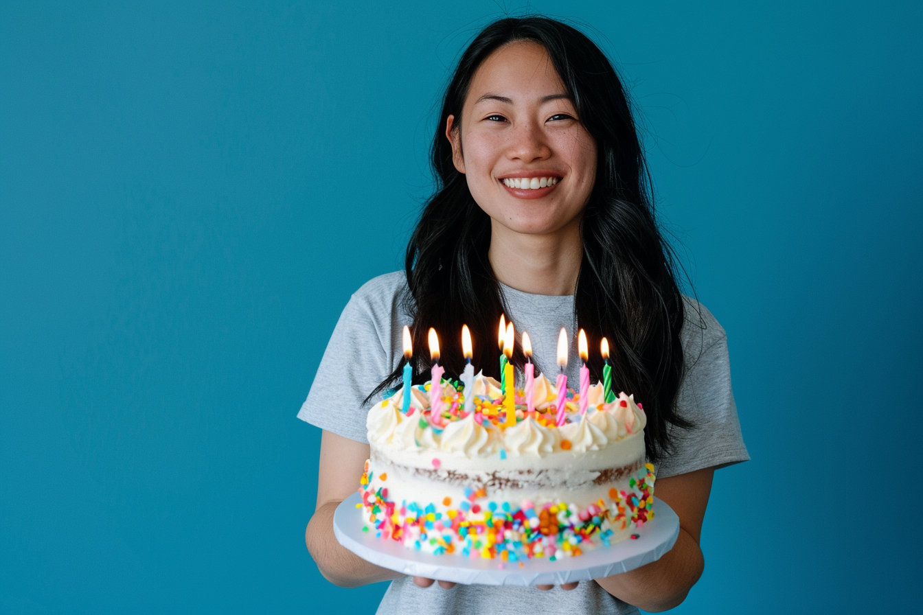 Image gratuite Femme tenant un gâteau d&rsquo;anniversaire 2
