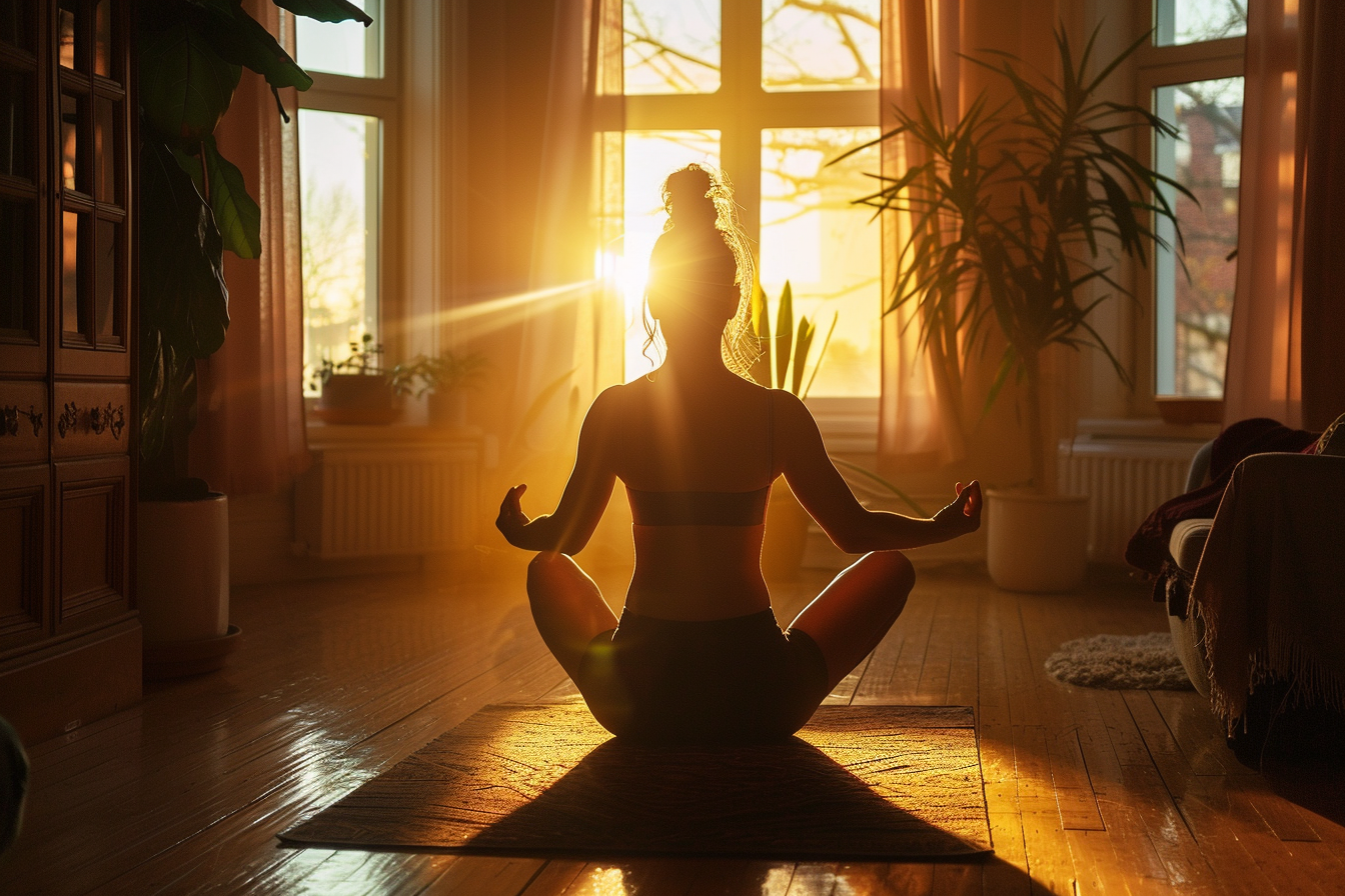 Image gratuite Femme yoga lever soleil salon 1