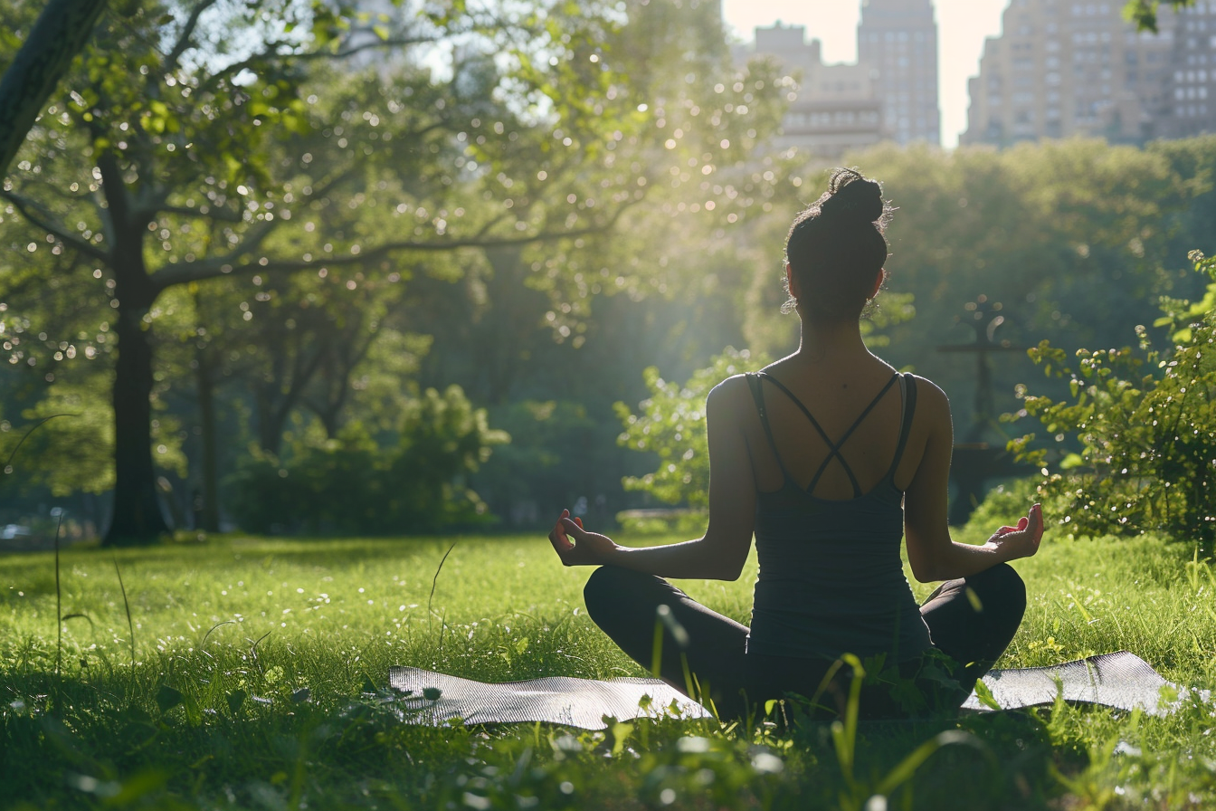 Image gratuite Femme yoga parc paisible ville 1