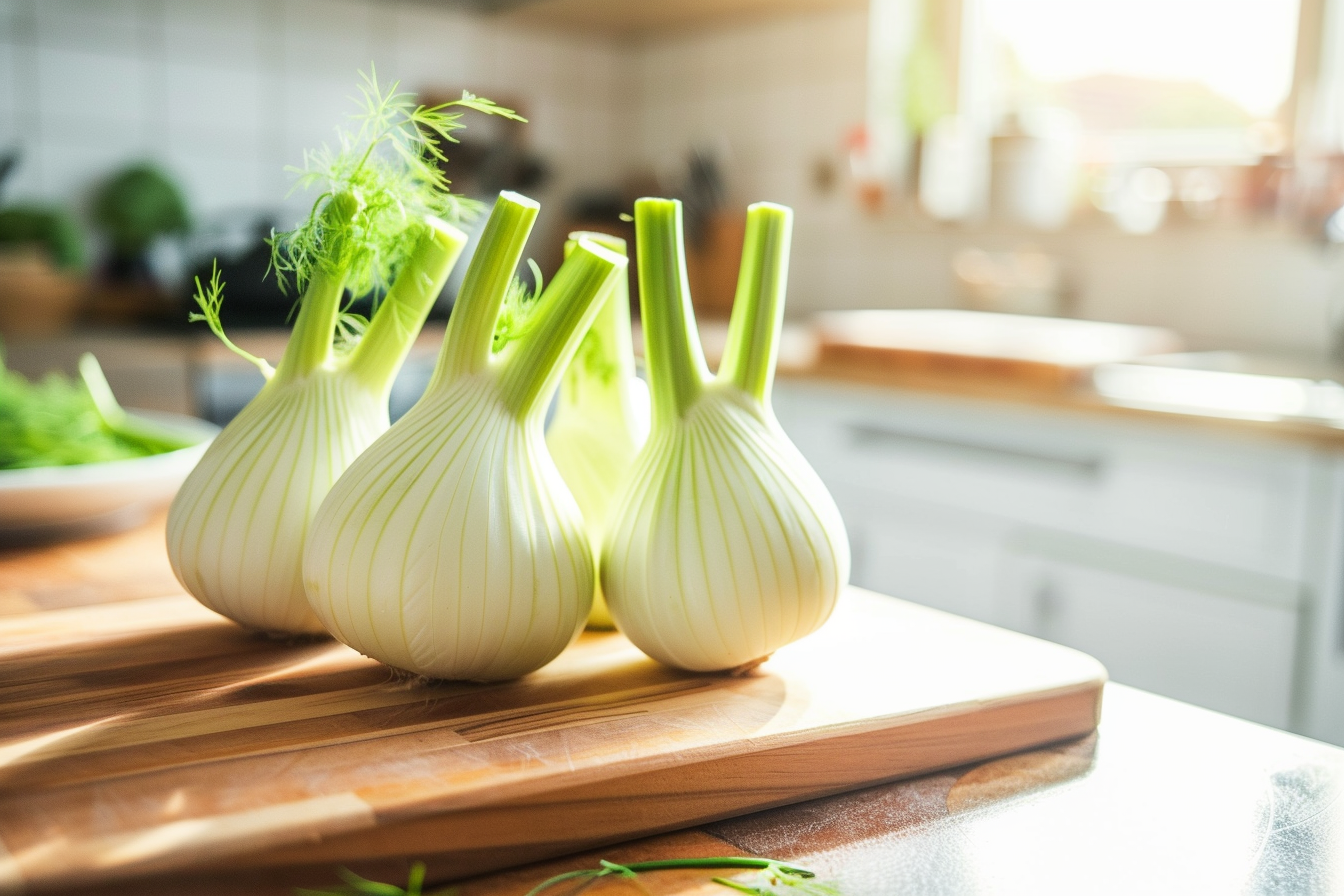 Image gratuite Fenouil sur planche en bois 1