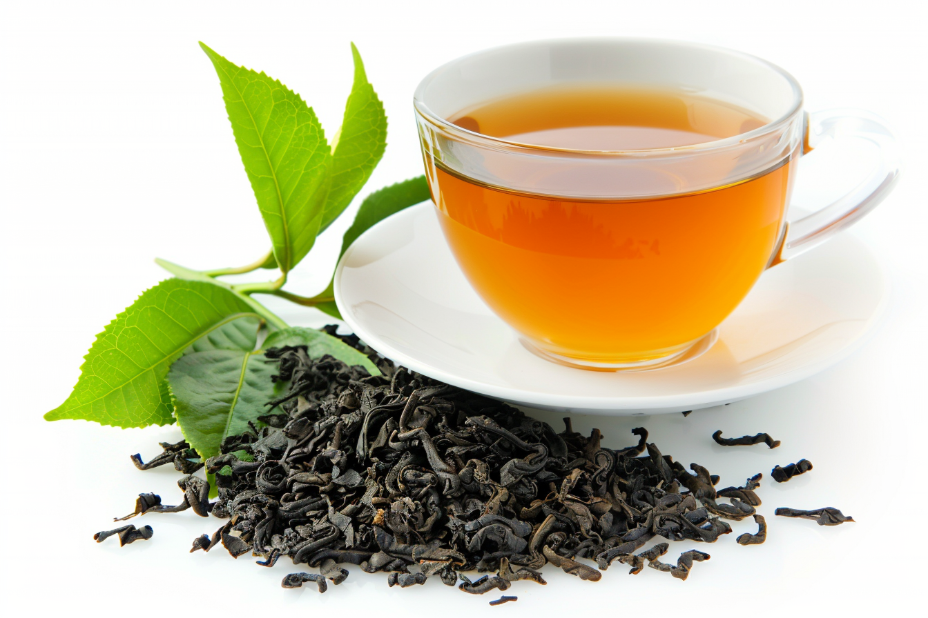 Image gratuite Feuilles et tasse de thé isolées 1