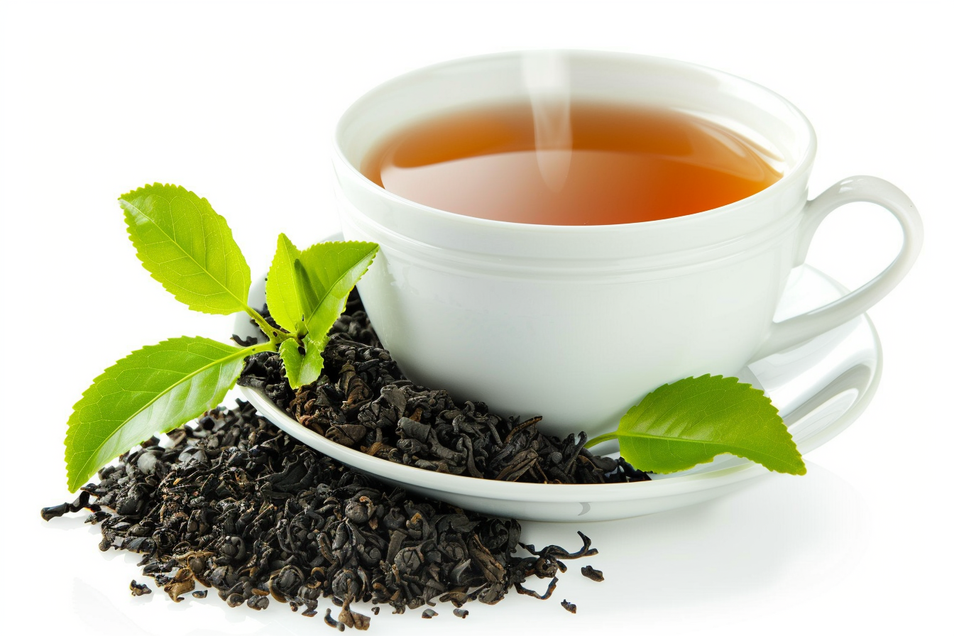 Image gratuite Feuilles et tasse de thé isolées 2